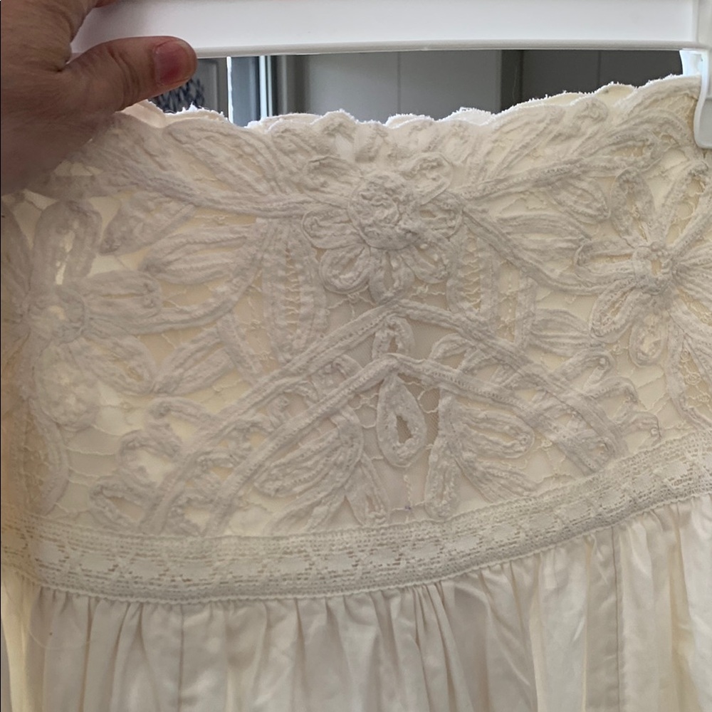 Free People White Maxi A-Line Skirt Pleated Resort Wear - Picture 3 of 5